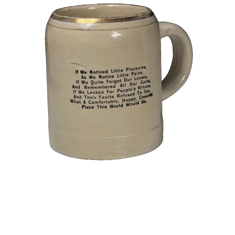 Vintage Stoneware Mug Inspirational Message Distressed Preowned